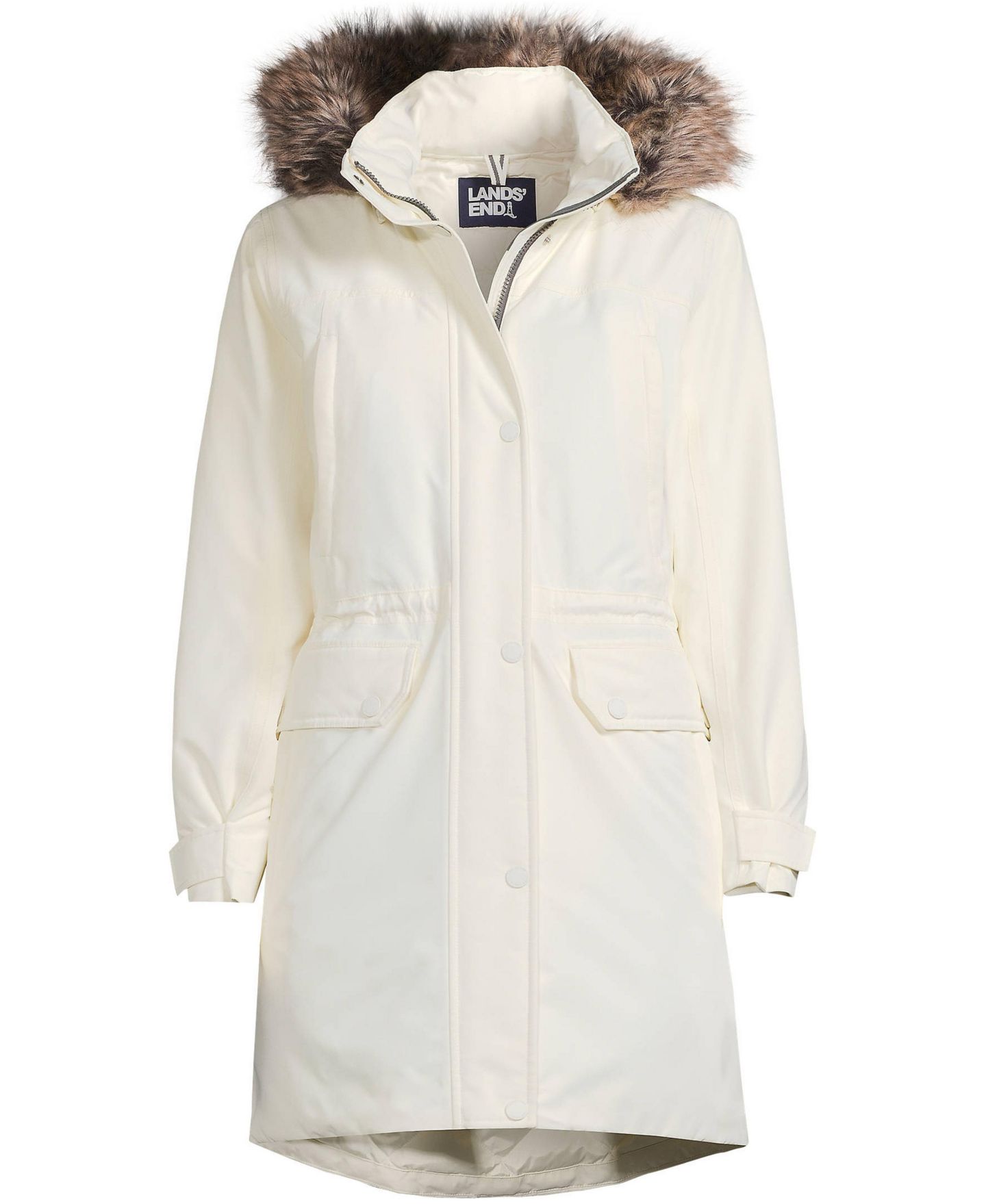 Женская куртка Lands' End Plus Size Expedition Down Waterproof Winter, цвет: Слоновая кость — фото 4