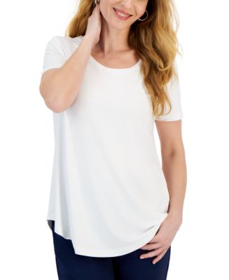 売れ筋商品|||ジェイエムコレクション カットソー トップス レディース Petite Solid Rayon Span Short-Sleeve Top, Created for Macy's Spa Blue JM Collection Petite Solid Rayon Span Short-Sleeve Top