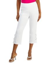 Diaz Women's Regular Fit Plain 3/4th Capri Pants (White, Magenta,XL)