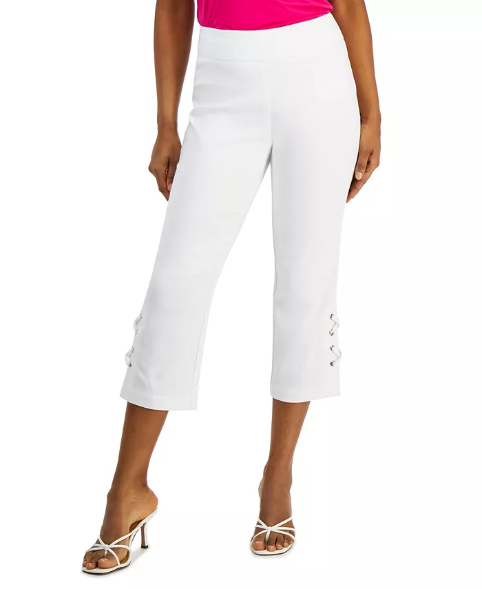Petite Side-Lace-Up Capri Pants