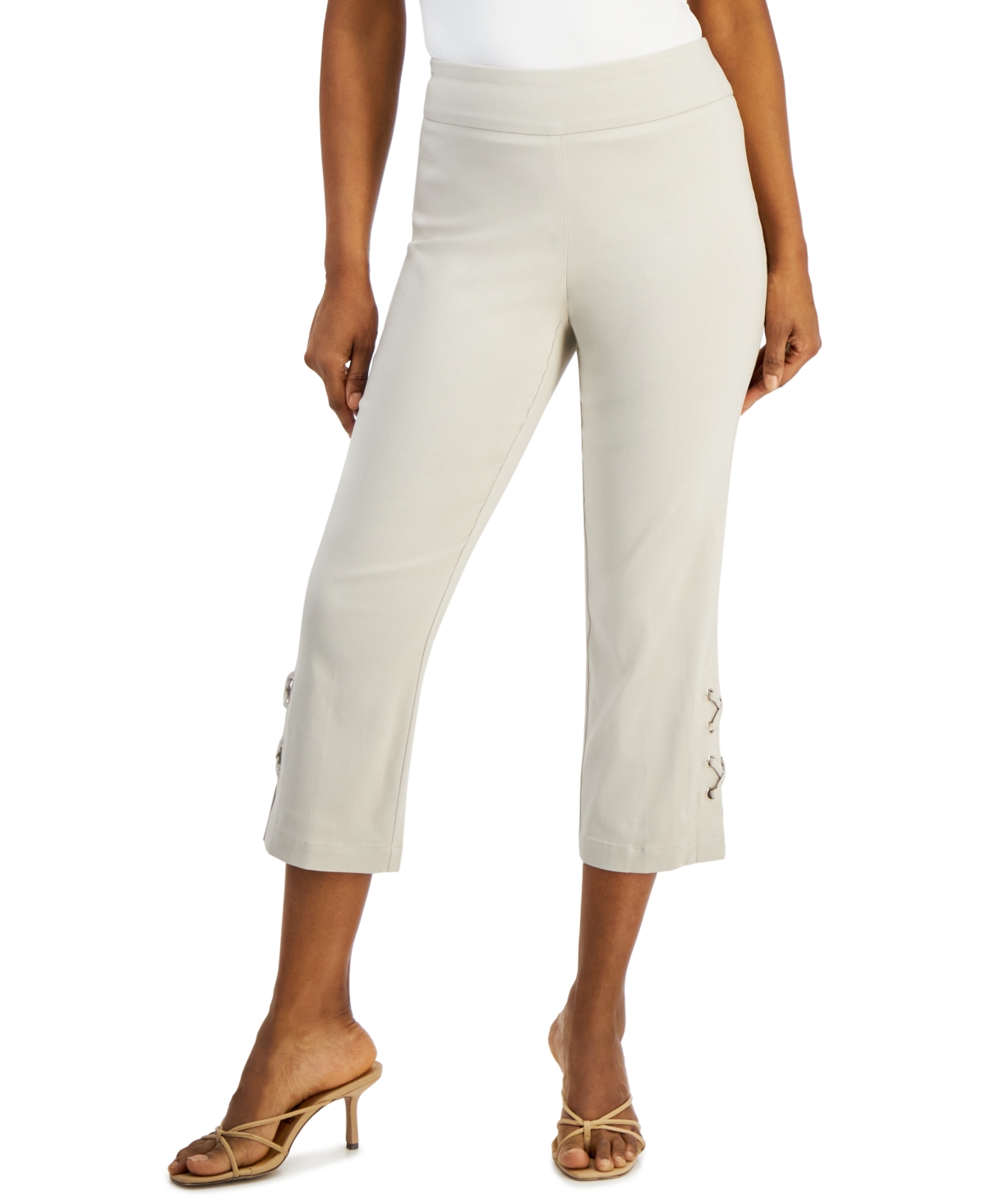 JM COLLECTION WOMEN'S SIDE LACE-UP CAPRI PANTS, CREATED FOR MACY'S 