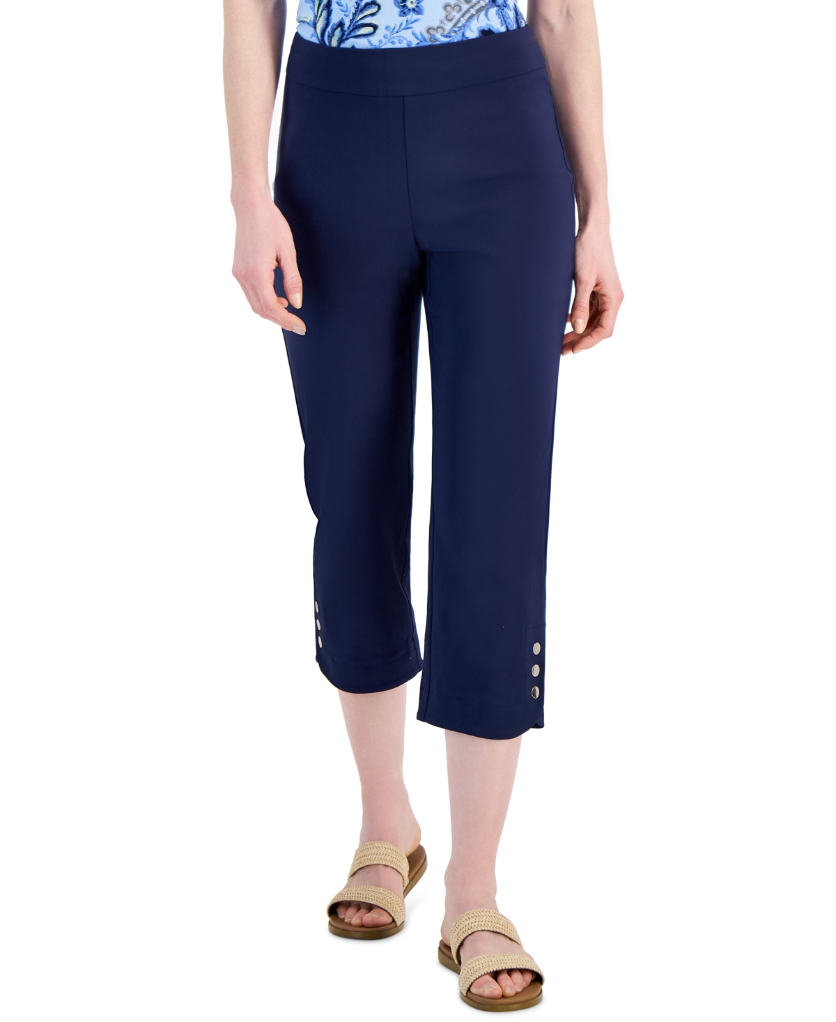 JM COLLECTION WOMEN'S SNAP-HEM PULL-ON CAPRI PANTS, CREATED FOR MACY'S 
