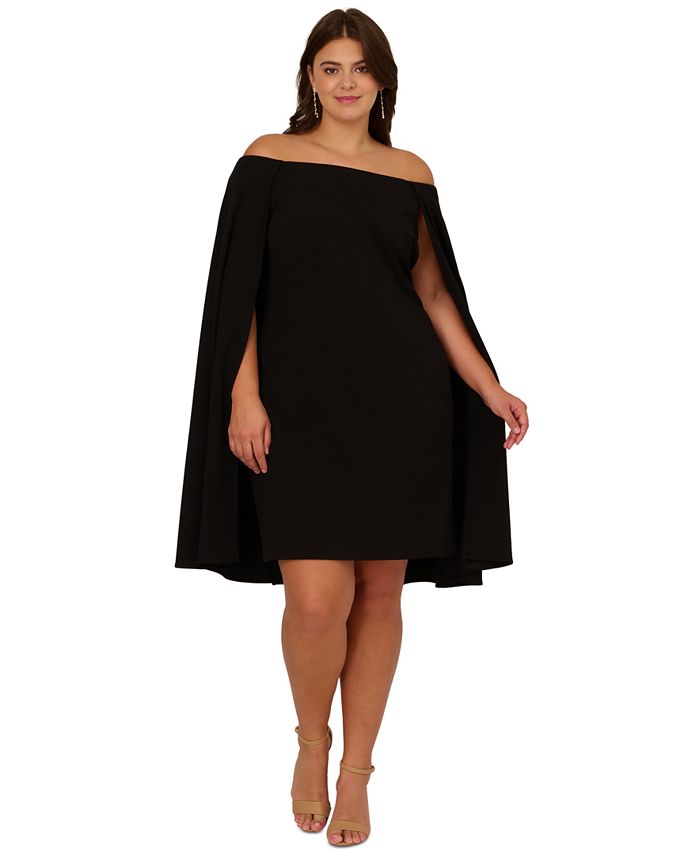 Adrianna Papell Women's Off-The-Shoulder Cape Dress - Macy's