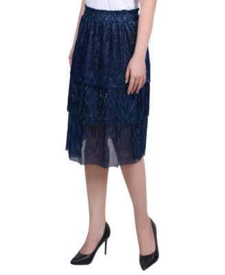 Petite Tiered Mesh Plisse Skirt