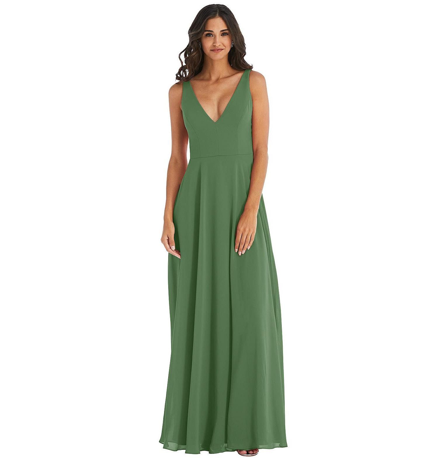 Women's Deep V-Neck Chiffon Maxi Dress