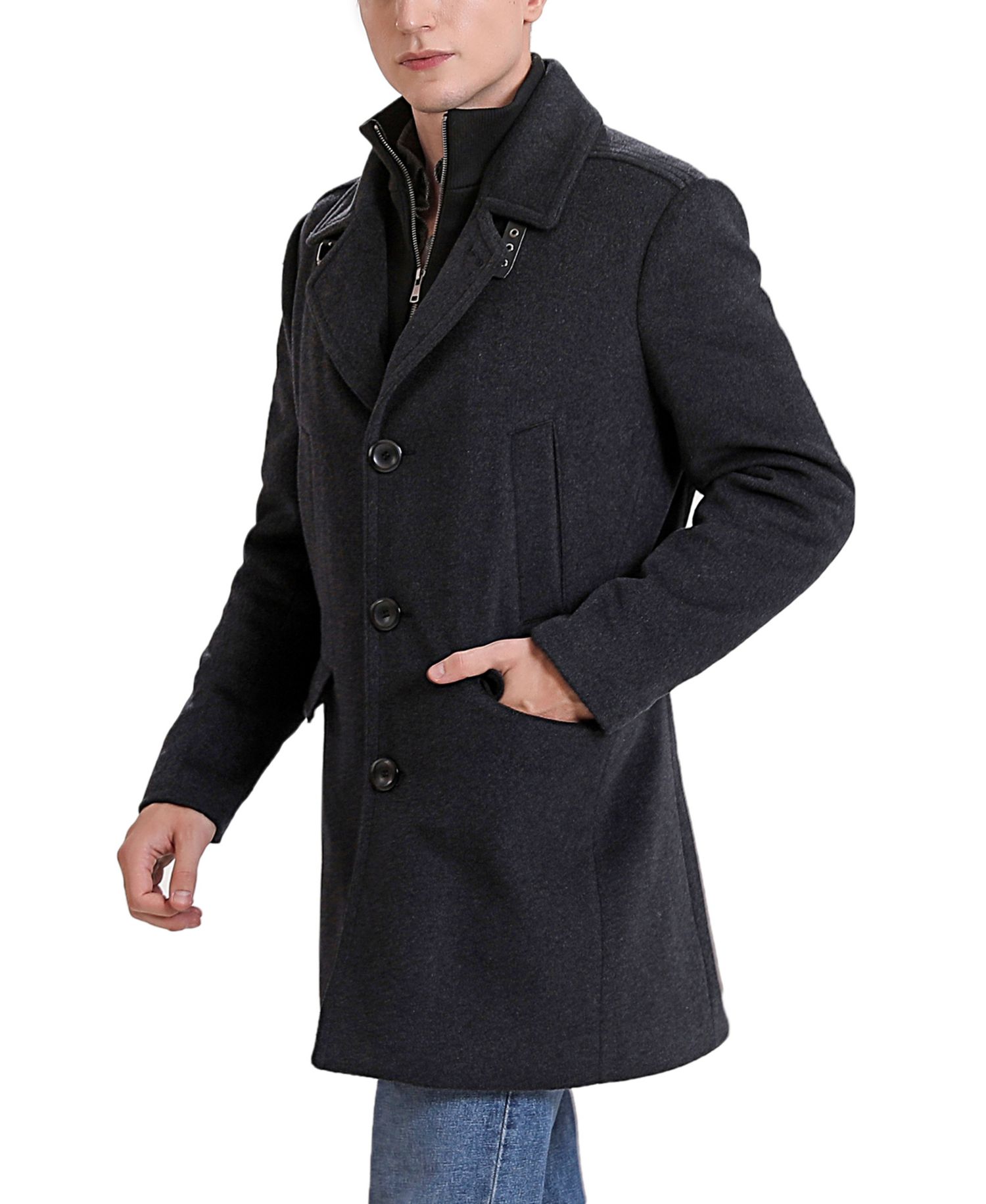 Men Steven Wool Blend Bibbed Walking Coat - Big and Tall