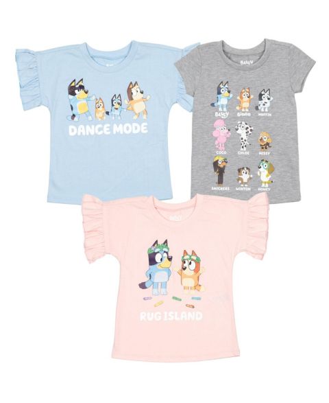 Футболки Bluey Child Bingo and Friends 3 Pack Graphic T-Shirts для девочек-малышей