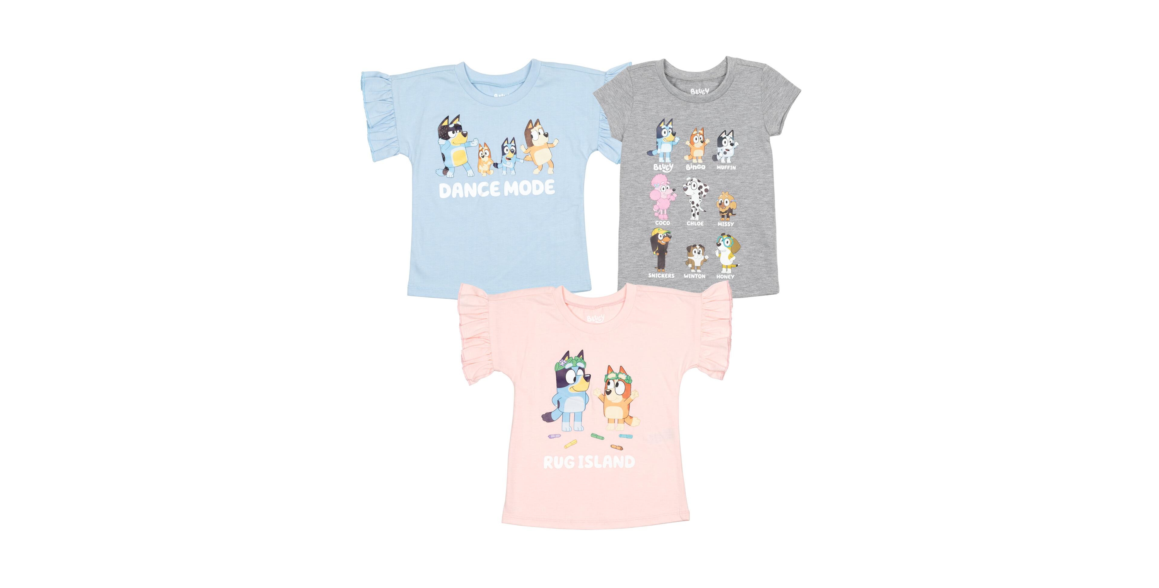 Toddler| Child Bluey Bingo and Friends 3 Pack Graphic T-Shirts
