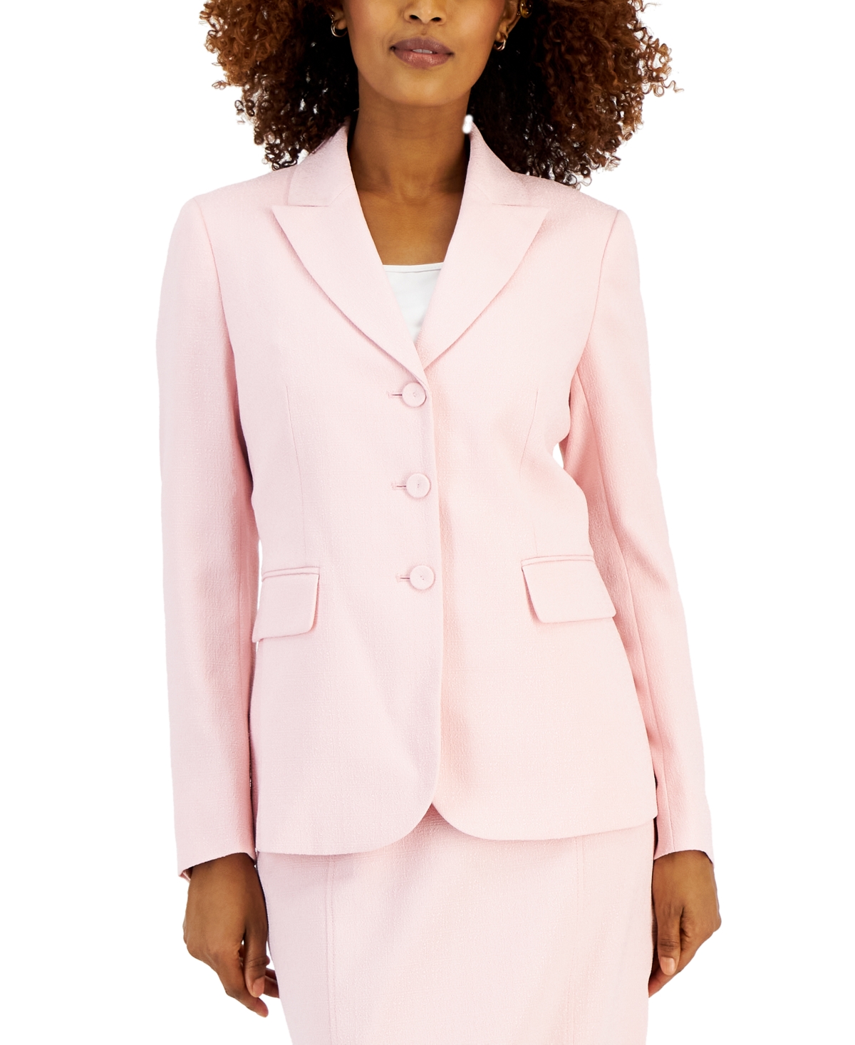Kasper Women's Textured Notched-collar Jacket In Tutu Pink