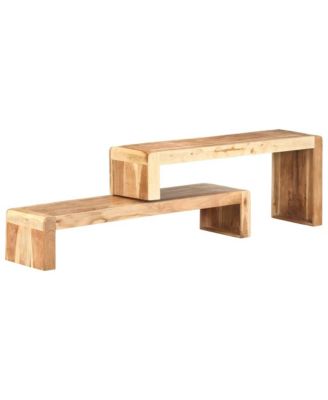 2 Piece TV Stand Solid Wood Acacia