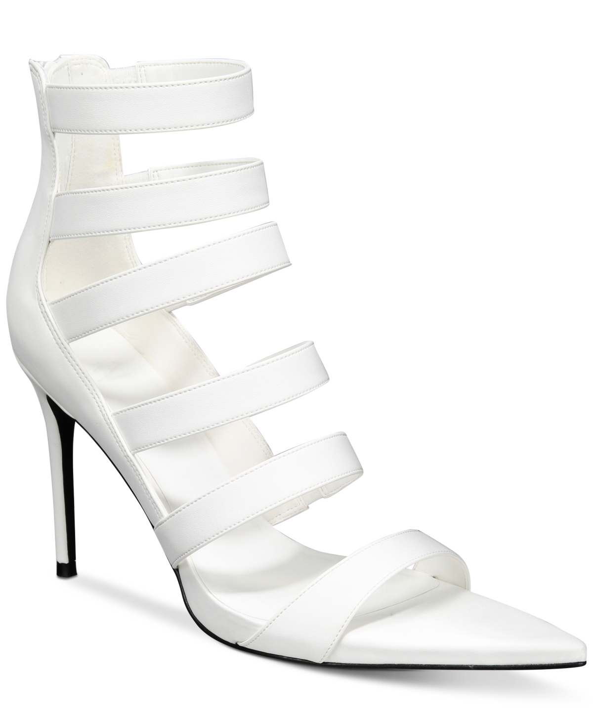 Aaj By Aminah Women's Natalya Pointed-toe Strappy Dress Sandals In White