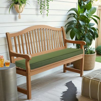 Patio Bench Cushion Outdoor Olefin Fabric Slipcover Sponge Foam 46.5” x 17.7” x 3” - Green