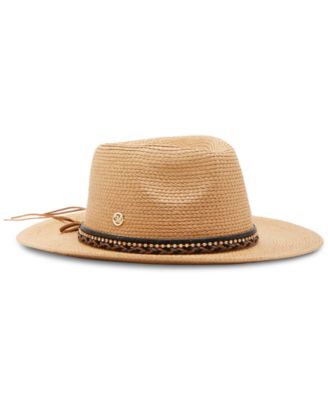 Steve Madden - Women's Rhinestone & Braided Wide Brim Straw Hat