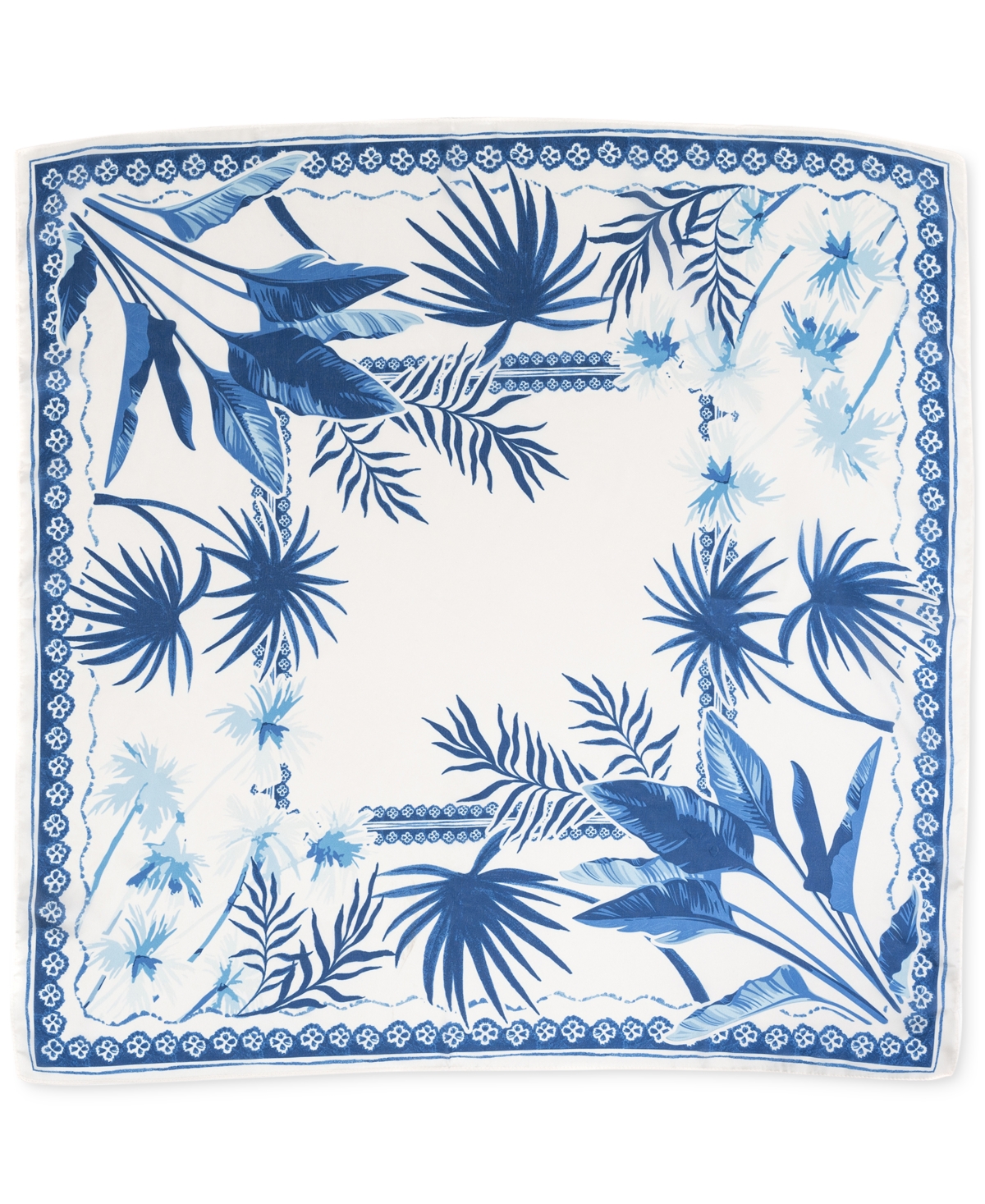 Inc International Concepts Women's Tropical-print Bandana Square, Created For Macy's In Blue White