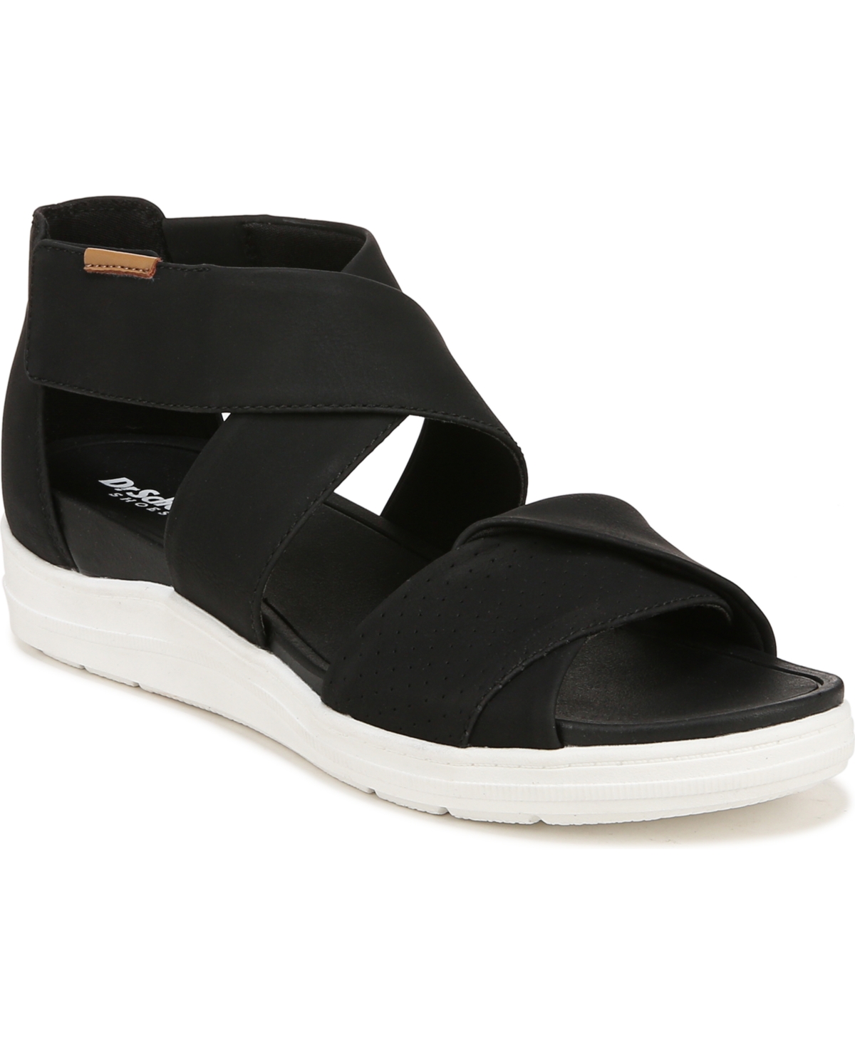 Shop Dr. Scholl's Women's Time Off Fun Ankle Strap Sandals In Black Faux Leather