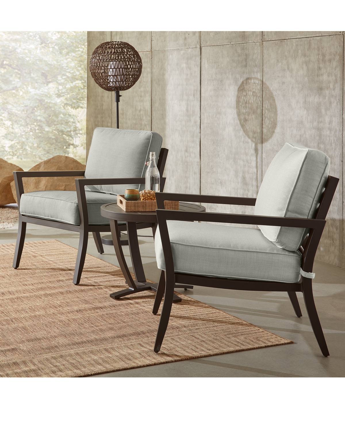 Shop Agio Astaire Outdoor 3-pc Lounge Chair Set (2 Lounge Chairs + 1 End Table) In Straw Natural