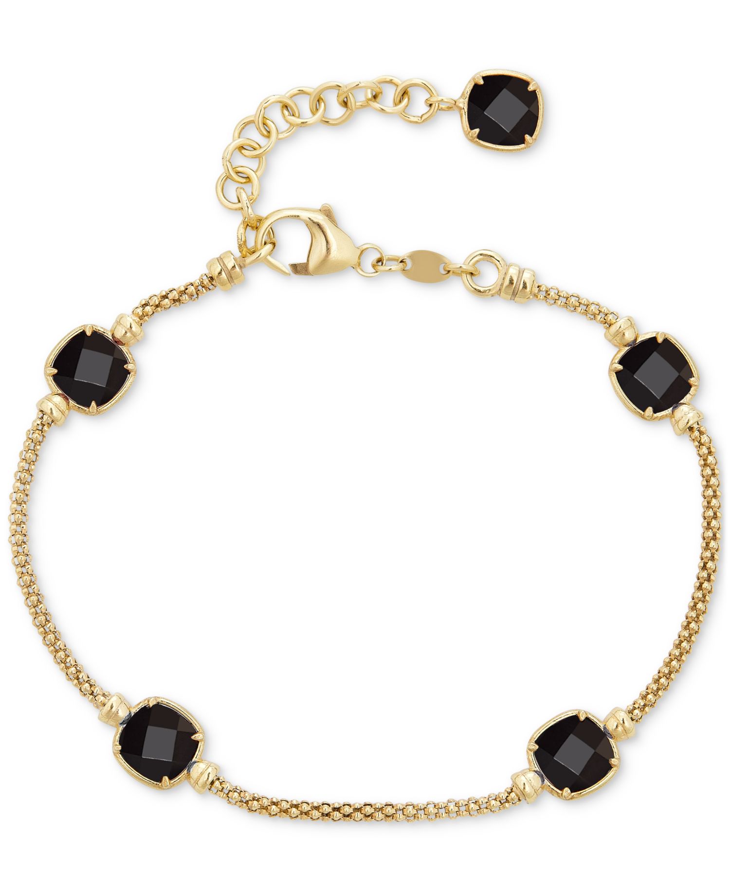 Lapis Lazuli Station Link Chain Bracelet in 14k Gold-Plated Sterling Silver (Also in Turquoise, Citrine, Amethyst, Garnet & Onyx)