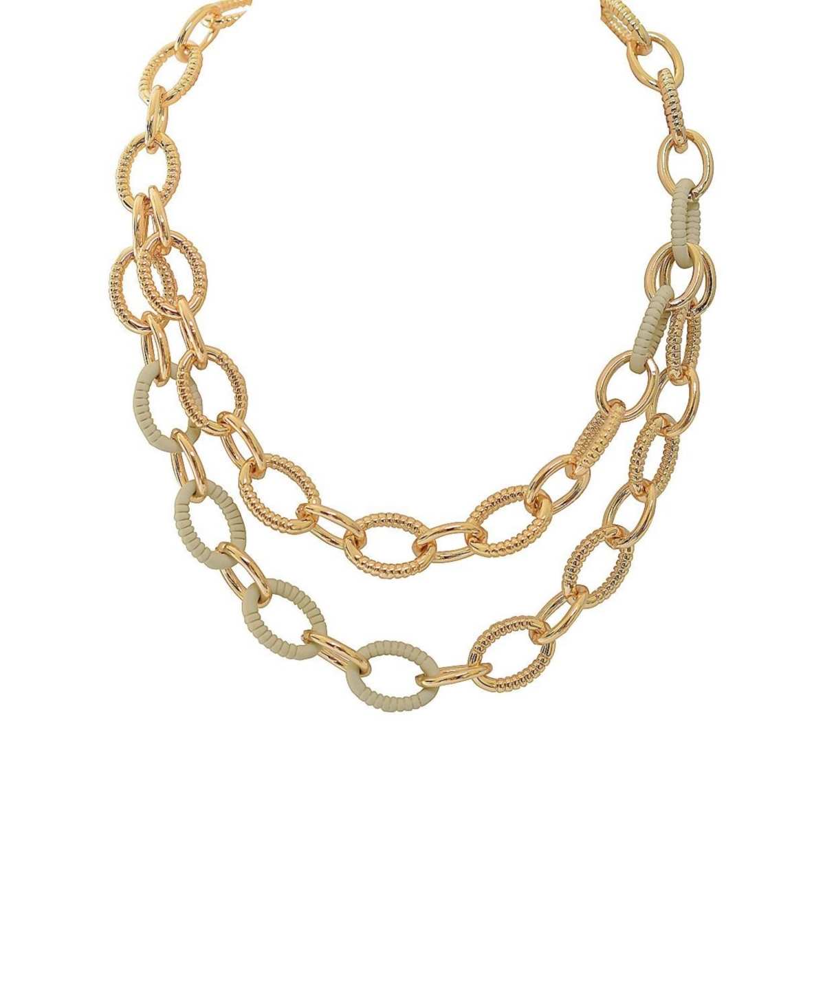 Textured Link Chain Collar Necklace - Gold