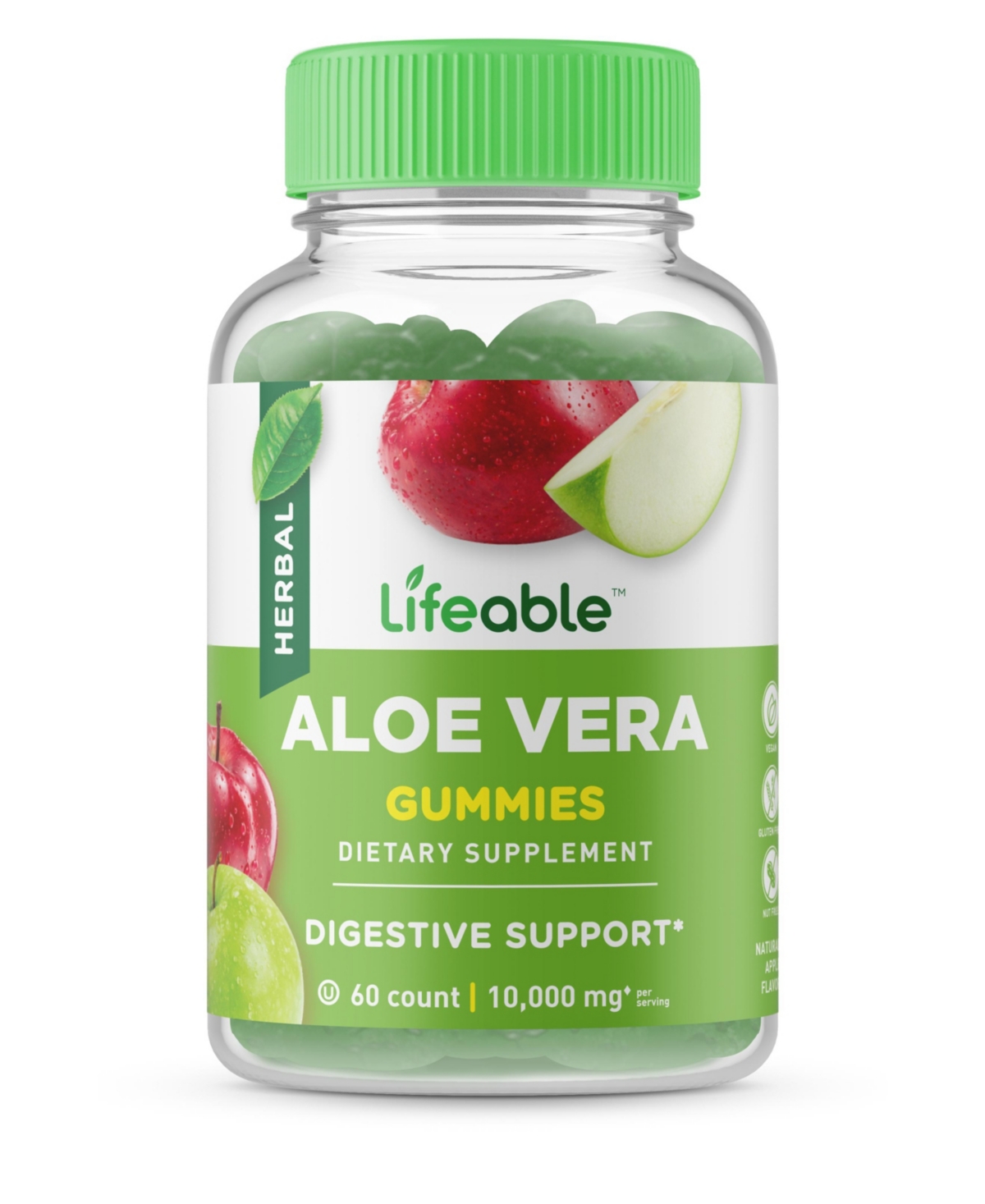 Aloe Vera Supplement 50 mg Gummies - Digestive System - Great Tasting Natural Flavor, Herbal Supplement Vitamins - 60 Gummies - Open Miscella