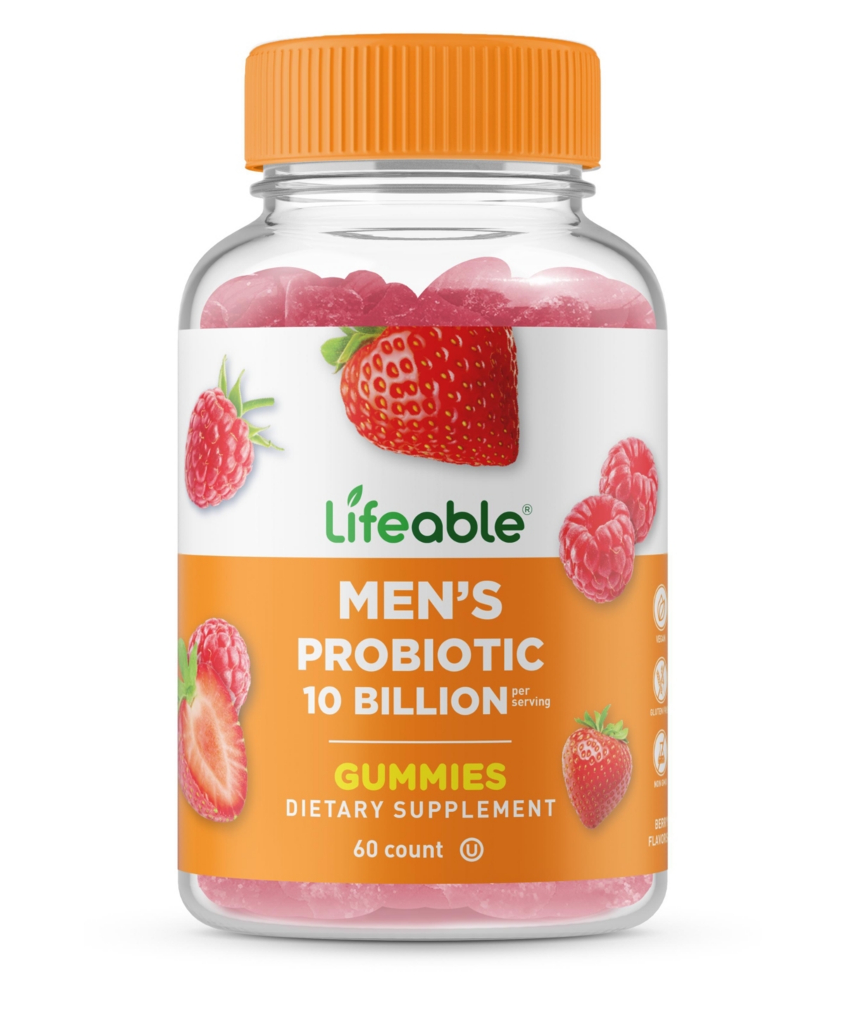 Probiotics for Men 10 Billion Cfu Gummies - Healthy Digestive And Immune Functions - Great Tasting, Dietary Supplement Vitamins - 60 Gummies