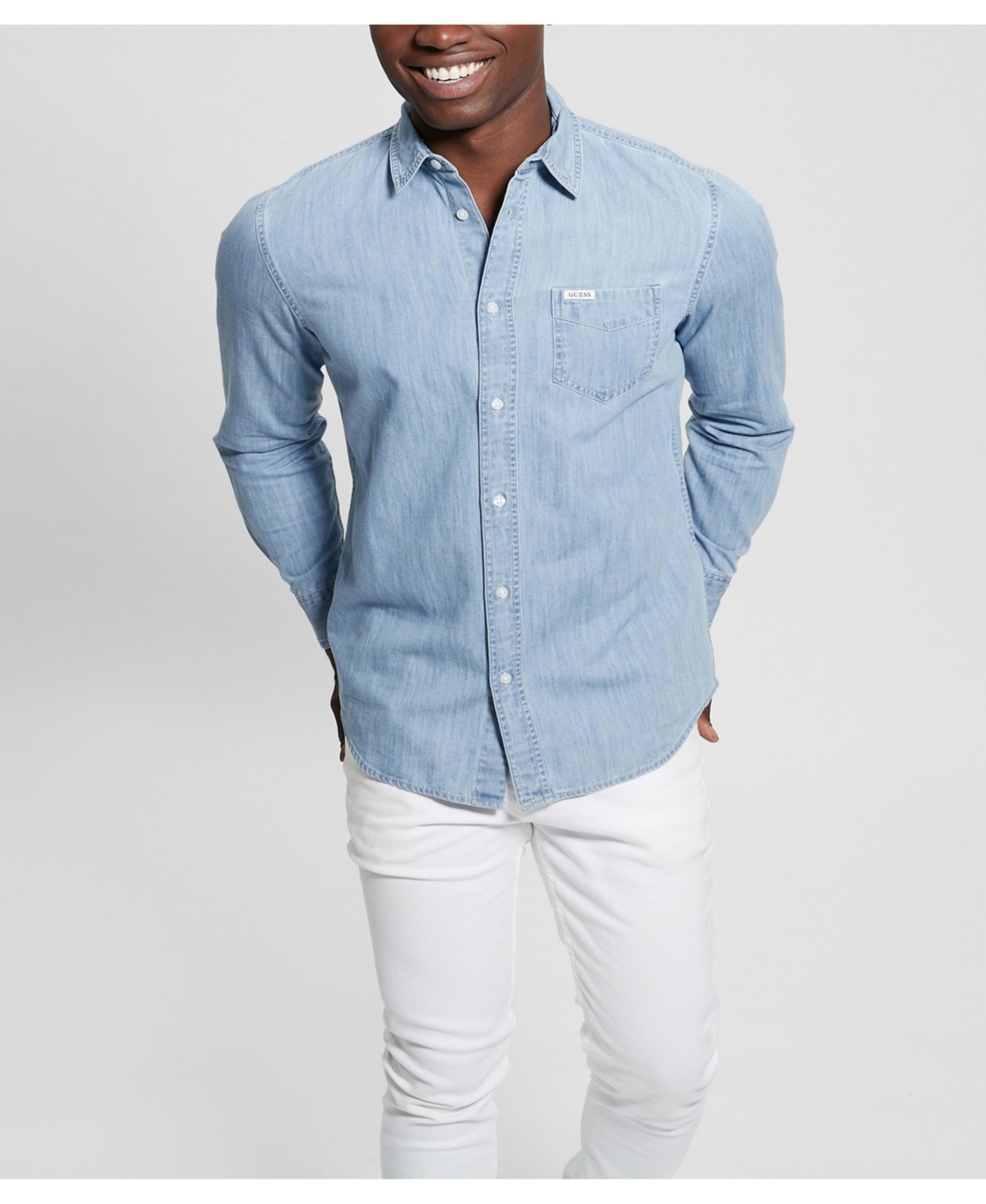 Guess Men's Ronnie Long Sleeve Shirt In Blue