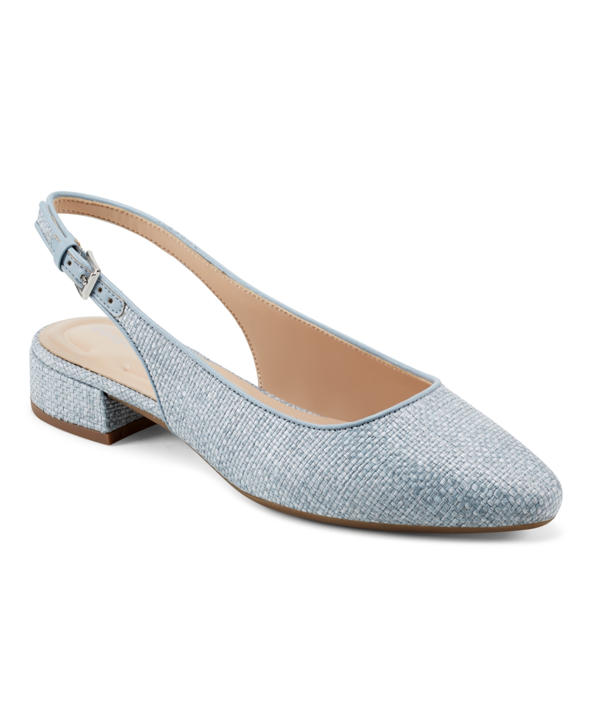 Easy Spirit Women's Eflex Cassius Slingback Block Heel Dress Pumps - Light Blue Woven- Manmade
