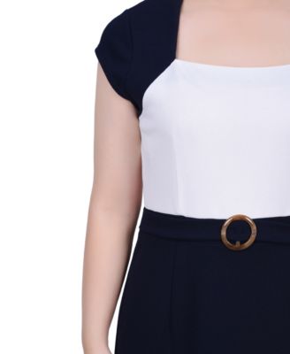 Women's 3/4 Sleeve Colorblocked Dress, 2 Piece Set