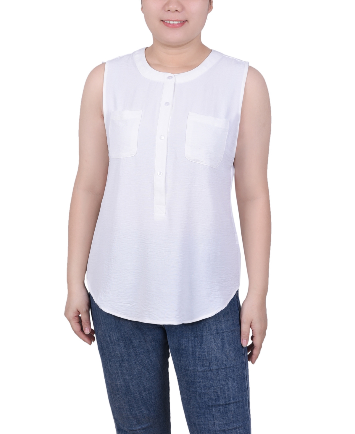 Shop Ny Collection Women's Sleeveless Air Flow Blouse In Ivory