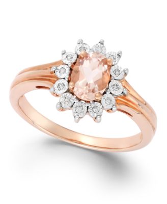 Diamond Accent and Morganite (5/8 ct. t.w.) Ring in 10K Rose Gold - Macy's