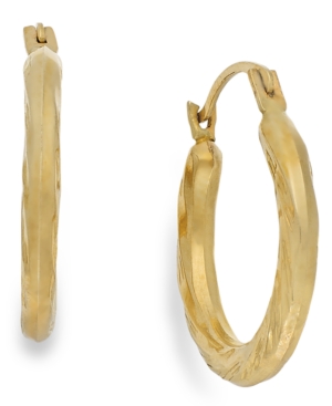 image of Diamond-Cut Hoop Earrings in 10k Gold