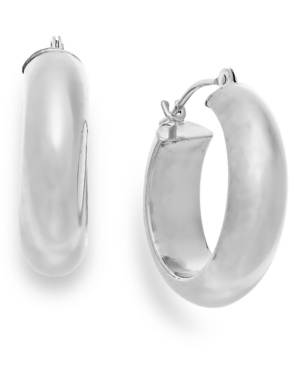 image of Wide Hoop Earrings in 10k White Gold