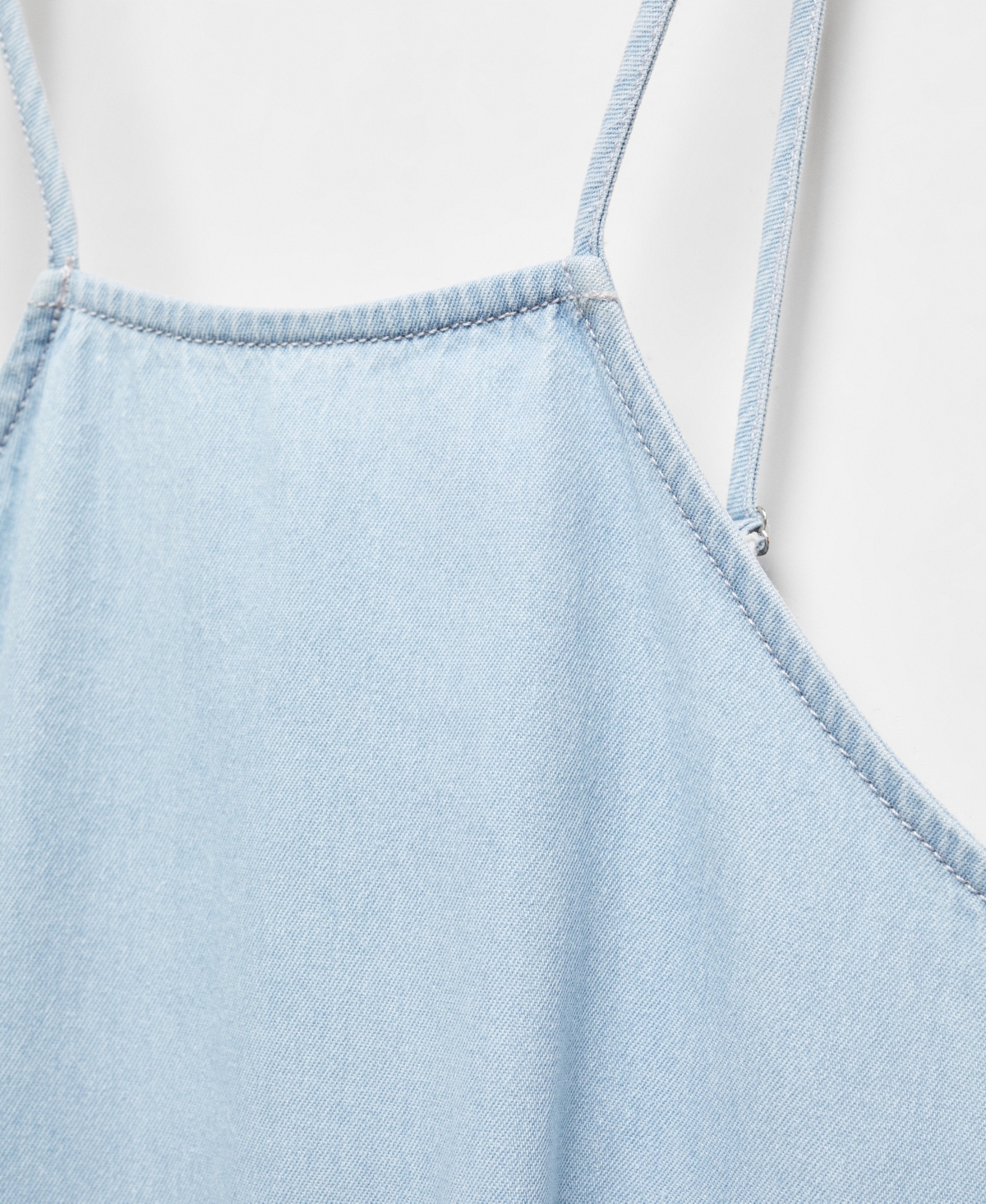 Shop Mango Women's Denim Strap Dress In Light Blue