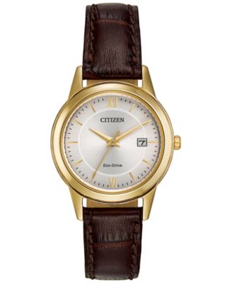 Citizen - Women's Eco-Drive Brown Leather Strap Watch 29mm FE1082-05A