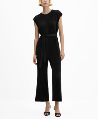 MANGO Women's Bow Detail Pleated Jumpsuit - Macy's