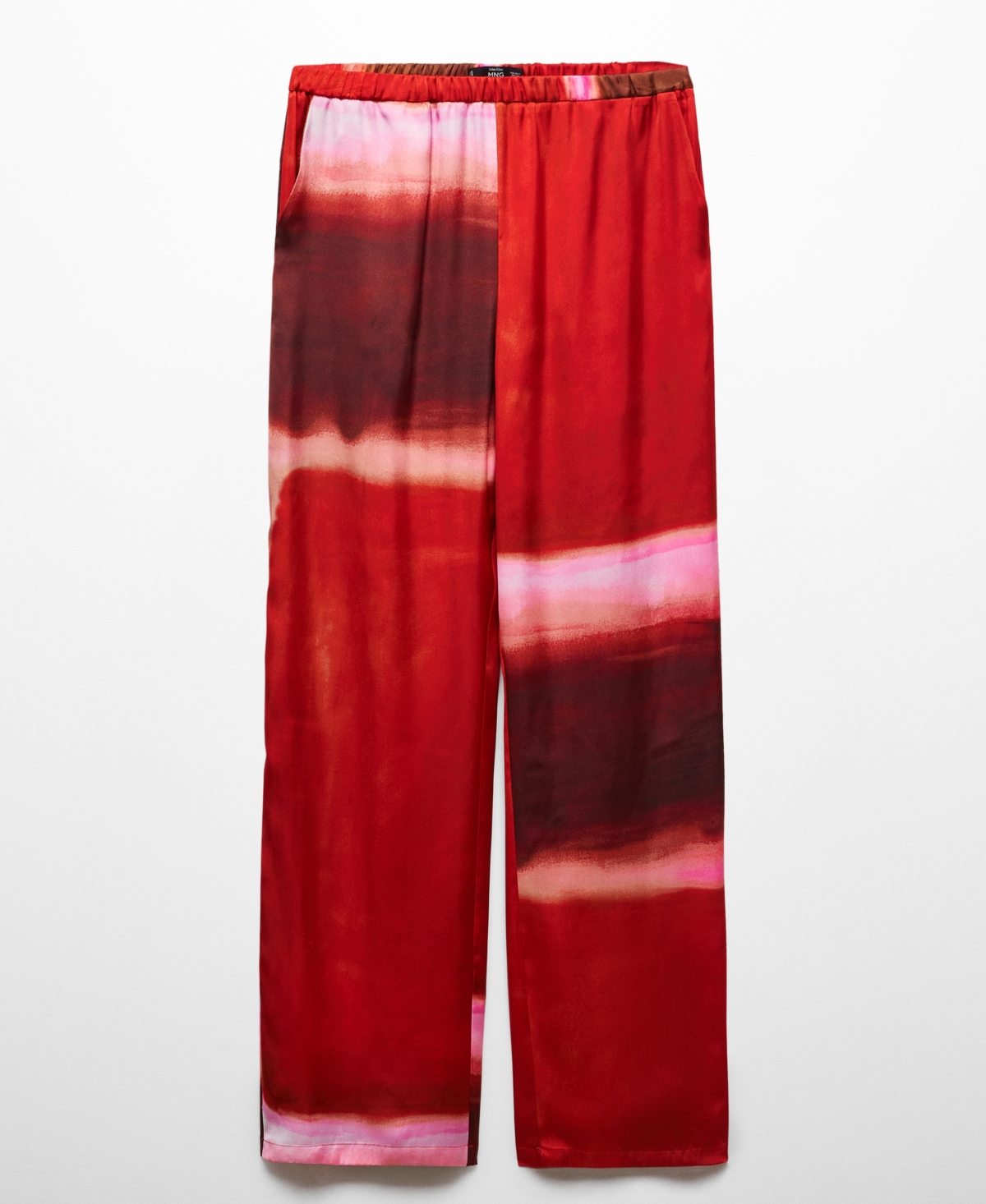 Shop Mango Women's Elastic Waist Satin Pants In Red