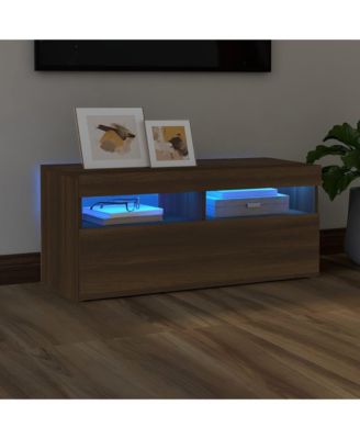 TV Stand with LED Lights Brown Oak 35.4"x13.8"x15.7"