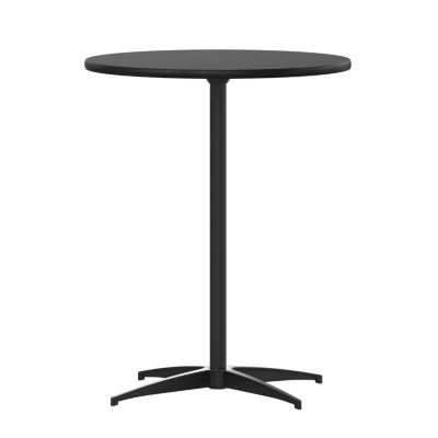 24" Round Wood Cocktail Table With 30" And 42" Columns