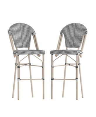 Massalia Indoor/Outdoor Bistro Style Bar Stools With Textilene Seat And Metal Frame