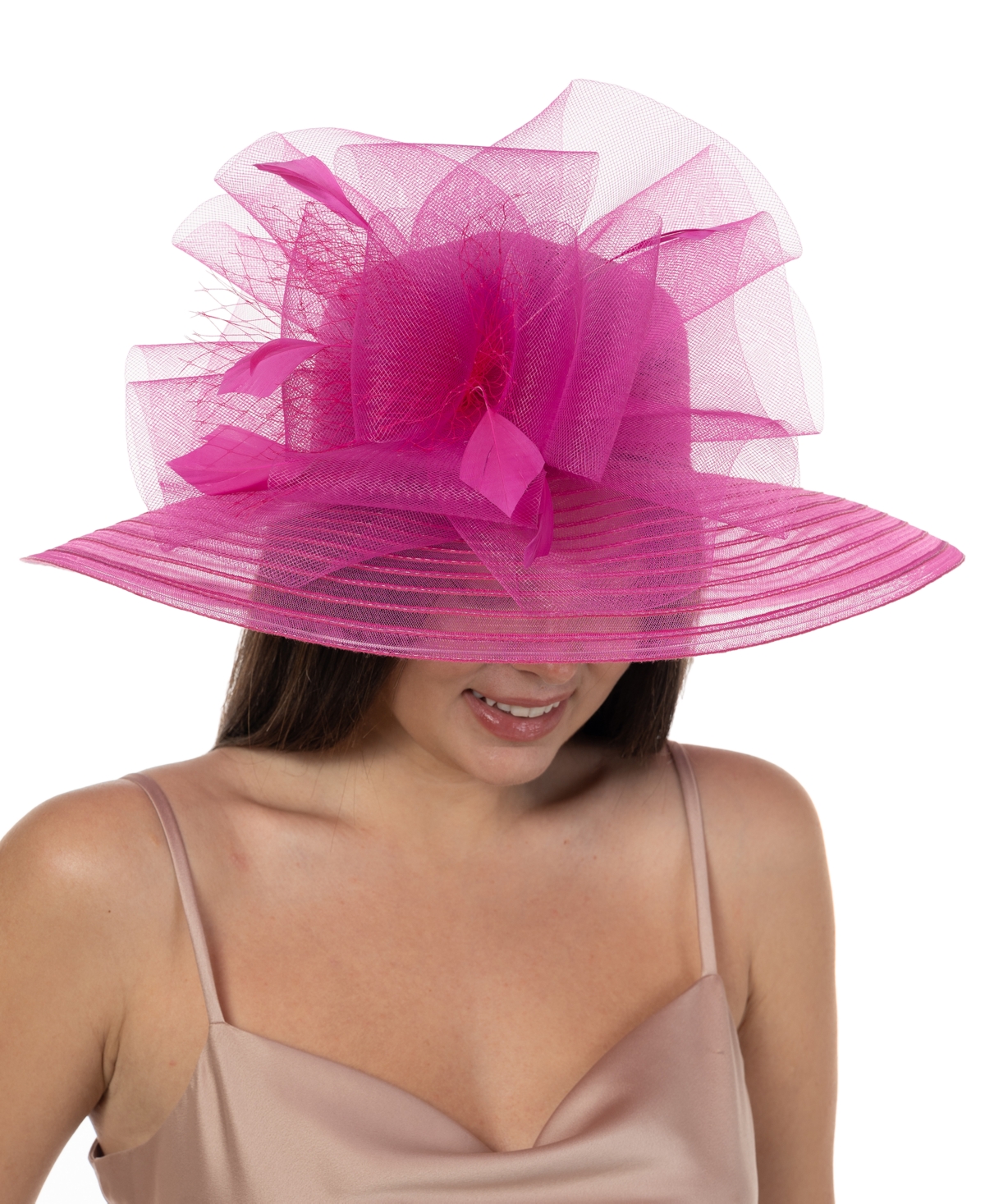 Bellissima Millinery Collection Women's Crinoline Downbrim Dressy Hat In Fuchsia