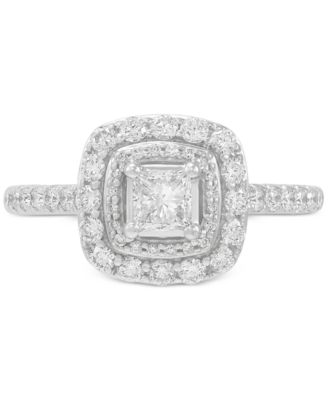 Diamond Princess Double Halo Engagement Ring (1 ct. t.w.) in 14k White Gold