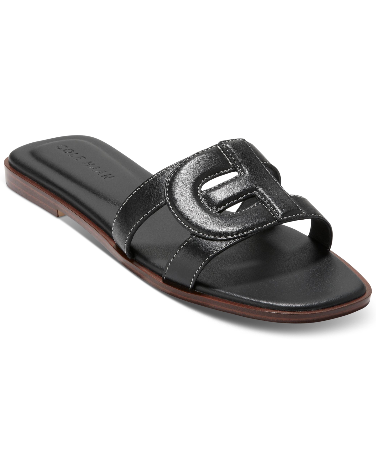 Shop Cole Haan Women's Chrisee Flat Sandals In Black Leather