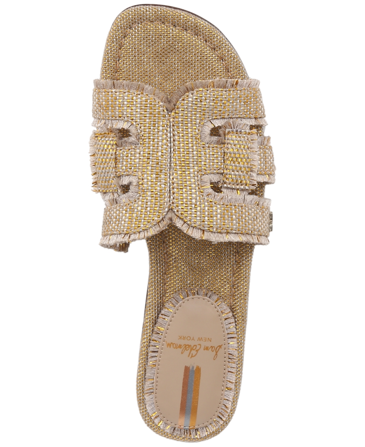 Shop Sam Edelman Women's Bay Fray Emblem Slide Sandals In Gold Quartz