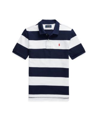 Polo Ralph Lauren Big Boys Striped Cotton Mesh Polo Shirt - Macy's