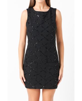 endless rose sleeveless tweed mini dress Endless Rose