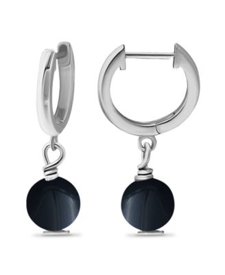 Silver Plated Multi Genuine Stone Huggie Hoop Earrings