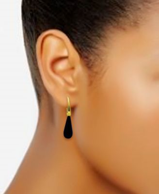 14K Gold Plated Multi Genuine Stone Teardrop Earrings
