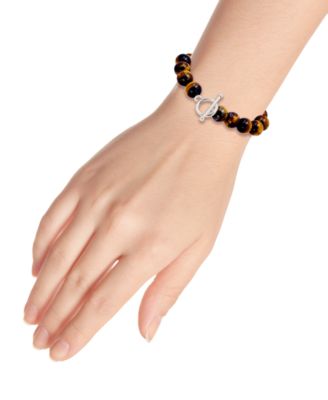 Silver Plated Multi Genuine Stone Stretch Bracelet