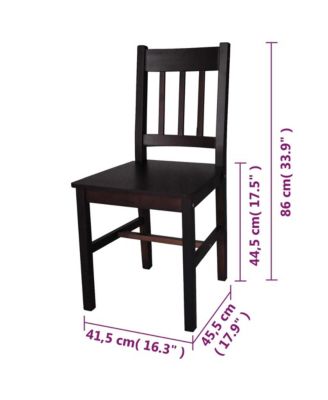 Dining Chair Set of 2 Dark Brown Pine wood Standard Ergonomic