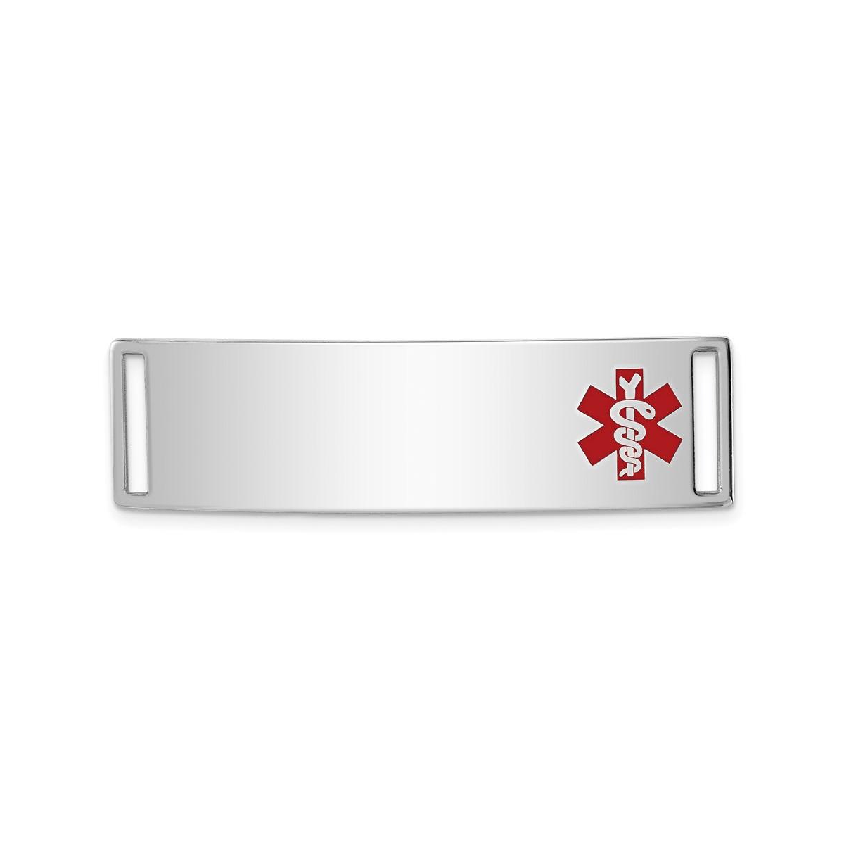 Sterling Silver Rhodium-plated Medical Id Plate Bracelet - Silver