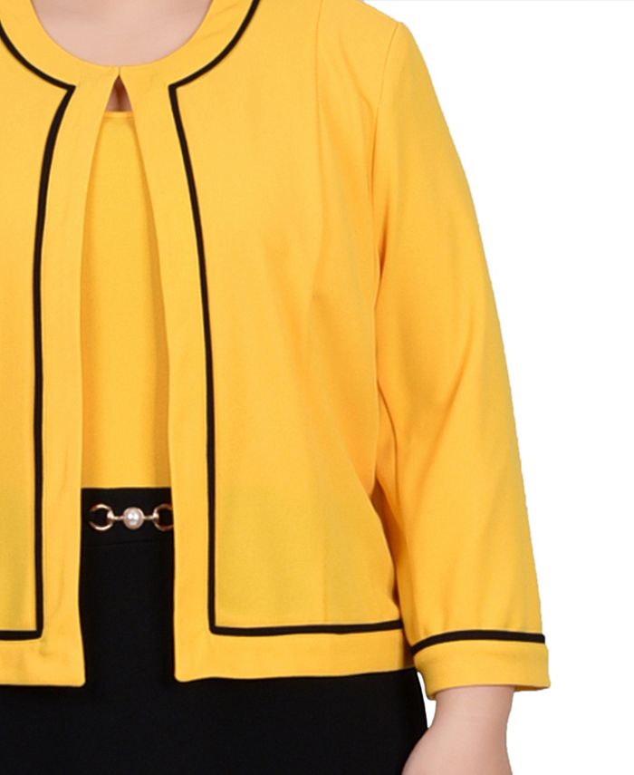 NY Collection Missy 3/4 Sleeve Contrast Detail Dress main image 0